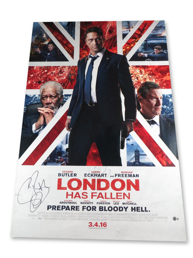Gerald Butler Aaron Eckhart Dual Autographed 27X40 Poster London Has Fallen BAS