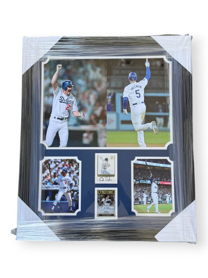 Kirk Gibson Freddie Freeman Autographed Cards Dodgers Custom Framed Topps A