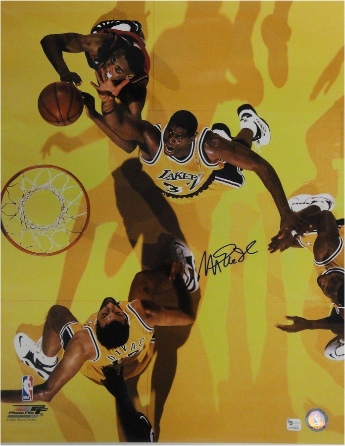 Magic Johnson Hand Signed Autographed 16x20 Photo Overhead Angle LA Lakers GAI