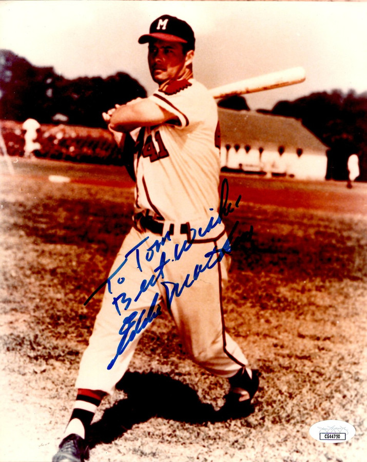 Eddie Mathews Signed Autographed 8X10 Photo Braves Vintage "To Tom" JSA CG44750