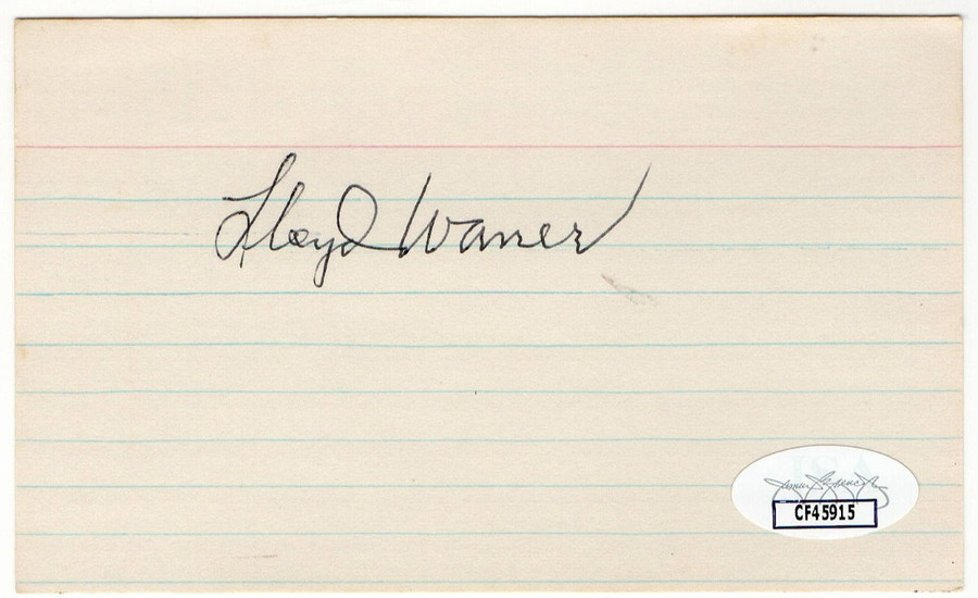 Lloyd Waner Signed Autographed Index Card Pirates Dodgers HOFer JSA CF45915