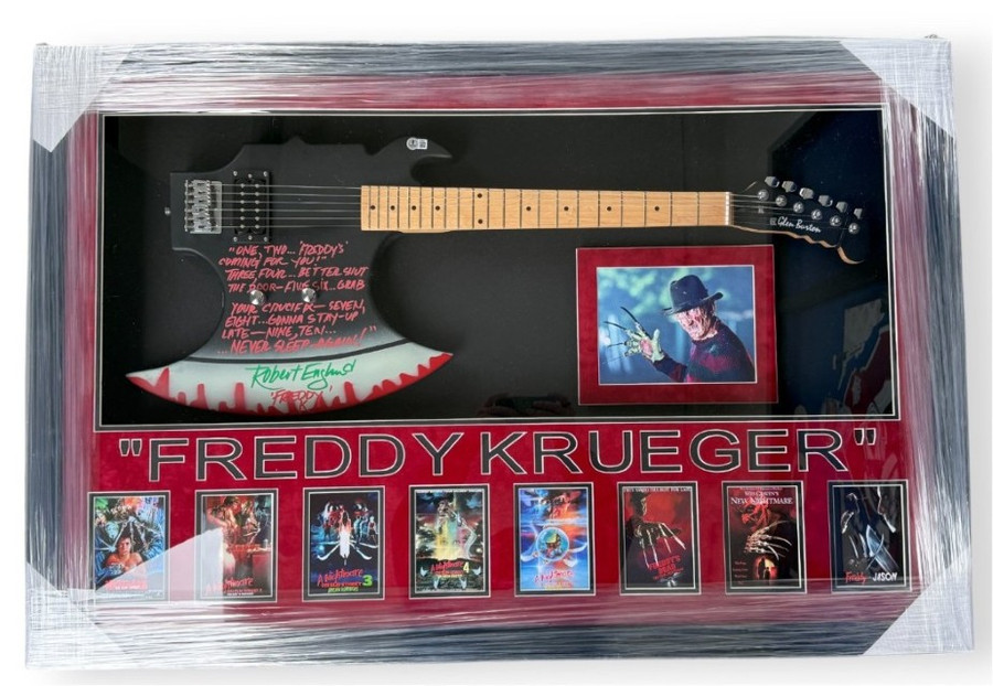 Robert Englund Hand Signed Custom Guitar Inscribed Freddy Krueger Framed BAS