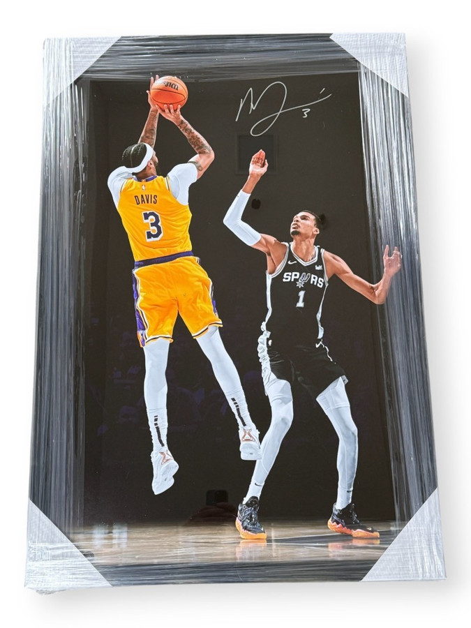 Anthony Davis Signed Autographed 24x36 Photo Victor Wembanyama Lakers Framed UDA