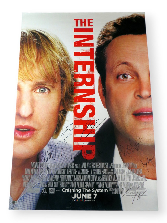 The Internship Cast Dual Autographed 27X40 Poster Wilson Vaughn +5 BAS AE50229