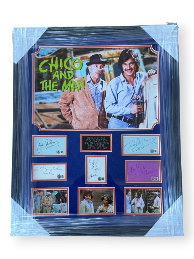 Chico And The Man Signed Cast Cuts Freddie Prince Jack Albertson +3 Framed BAS