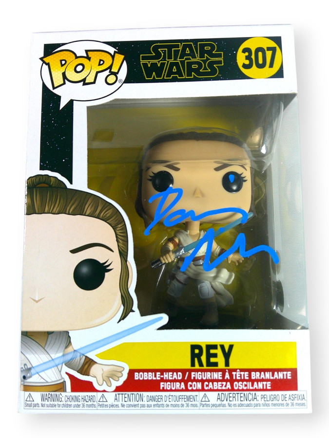 Daisy Ridley Signed Autographed Funko POP! Figure Star Wars Rey 307 BAS WK41622