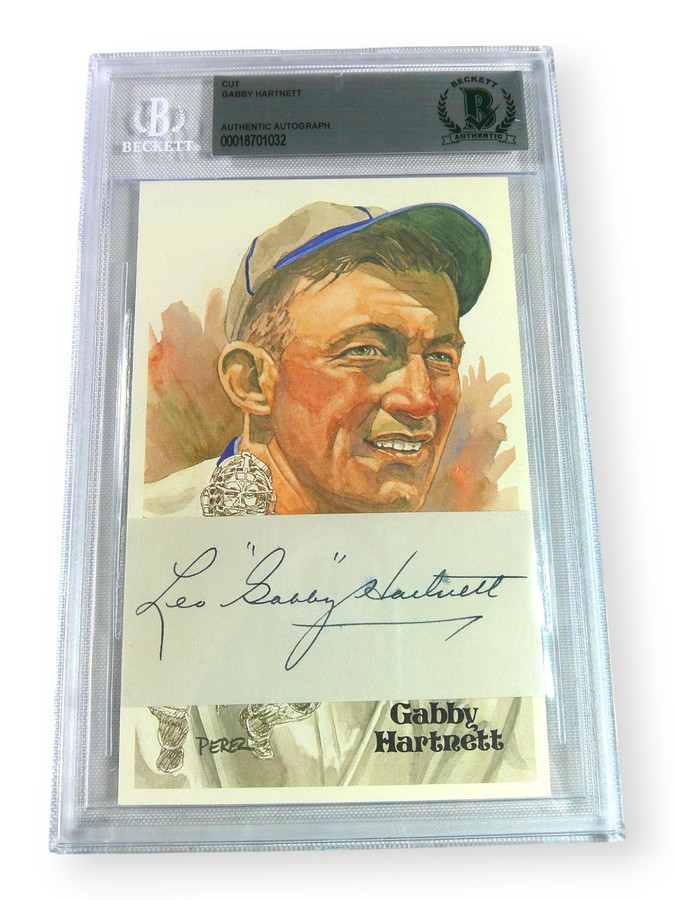 Gabby Hartnett Signed Autographed Cut Signature w/Postcard Cubs HOFer BAS 1032
