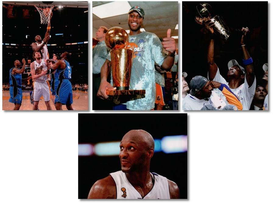 4 Different Lamar Odom Unsigned 8X10 HQ Lakers NBA Finals Photos Photographs