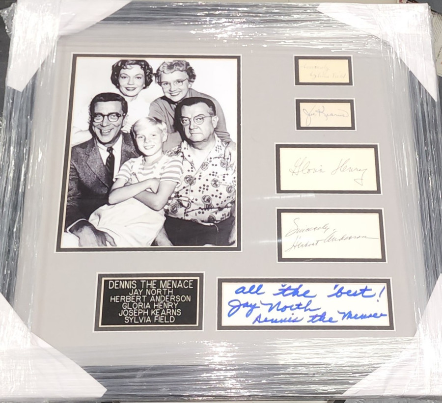 Dennis The Menace Signed Cast Cuts Jay North Gloria Henry +3 Framed JSA