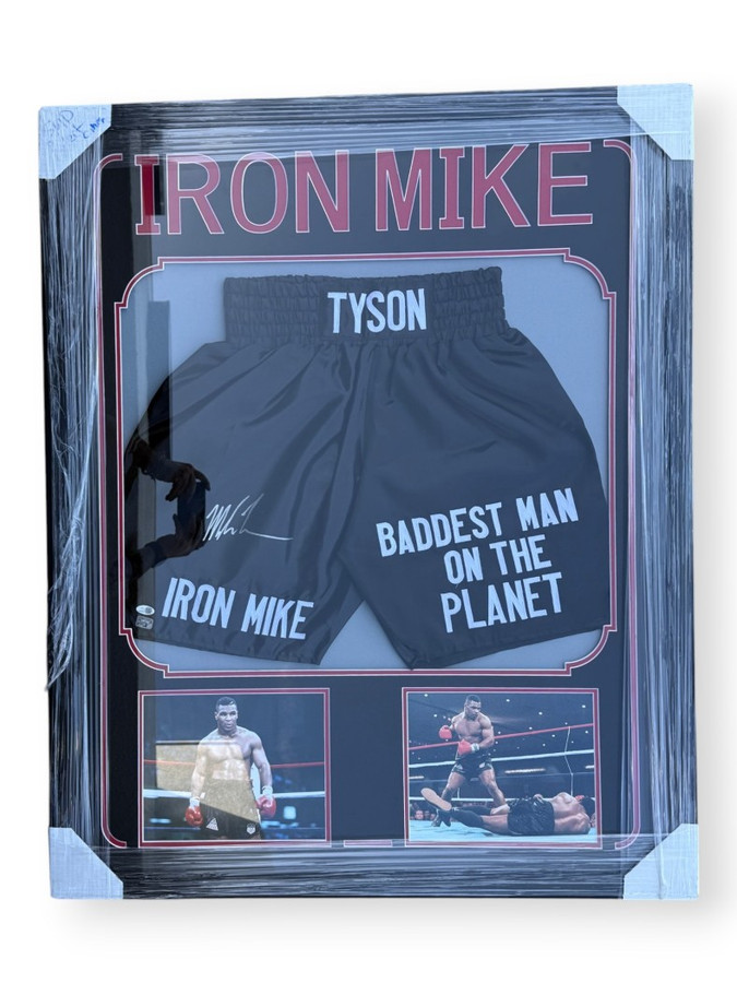 Mike Tyson Signed Autographed Trunks Baddest Man On The Planet Framed JSA