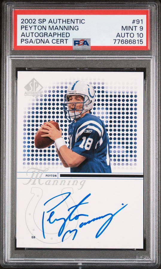 Peyton Manning 2002 SP Authentic Autographs Colts PSA 9/10 Auto #91