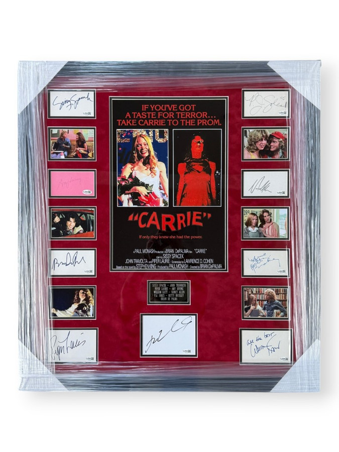 Carrie Signed Cast Cuts Sissy Spacek John Travolta Piper Laurie +6 Framed JSA