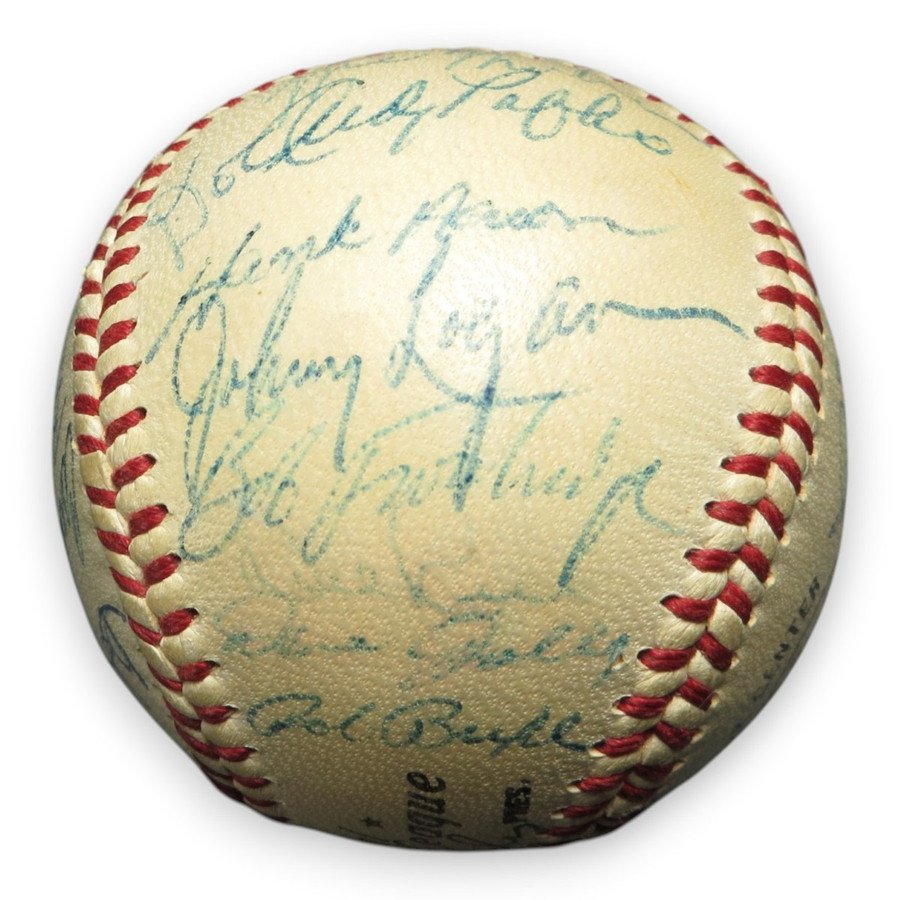 1957 Milwaukee Braves Signed Autographed Baseball 26 Sigs Hank Aaron Spahn LOA