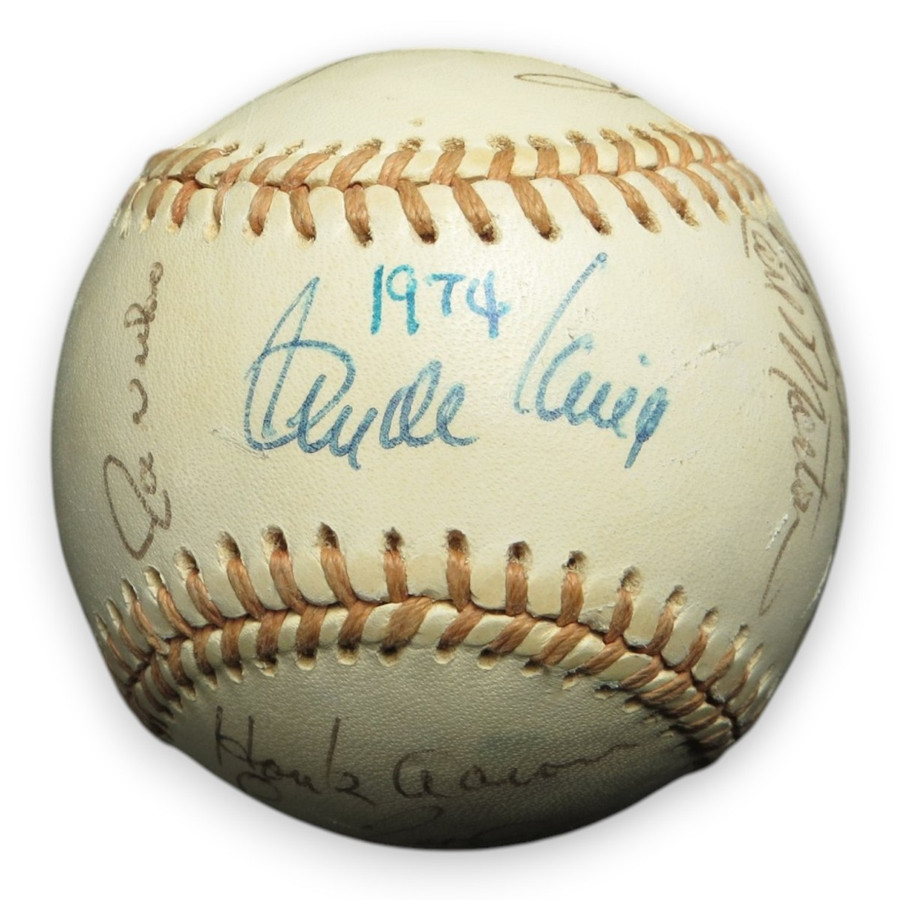 1974 Atlanta Braves Signed Autographed Baseball 22 Sigs Hank Aaron Niekro LOA
