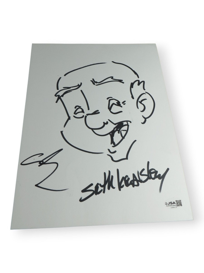 Adam Sandler Seth Kearsley Dual Autographed 8.5X11 Sketch Eight Crazy Nights JSA