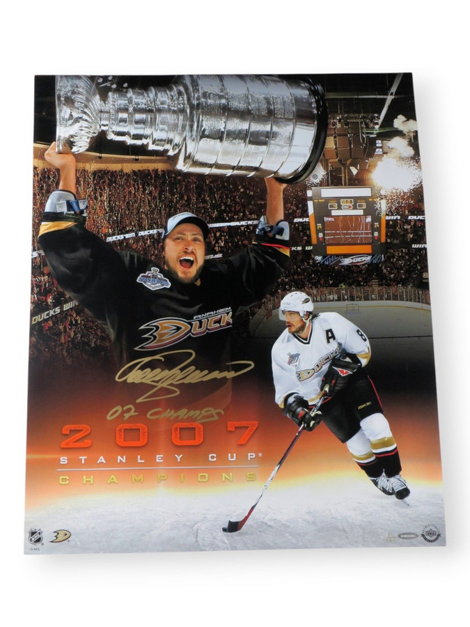 Teemu Selanne Signed Autographed 20X24 Photo "07 Champs" Inscribed Ducks /27 UDA