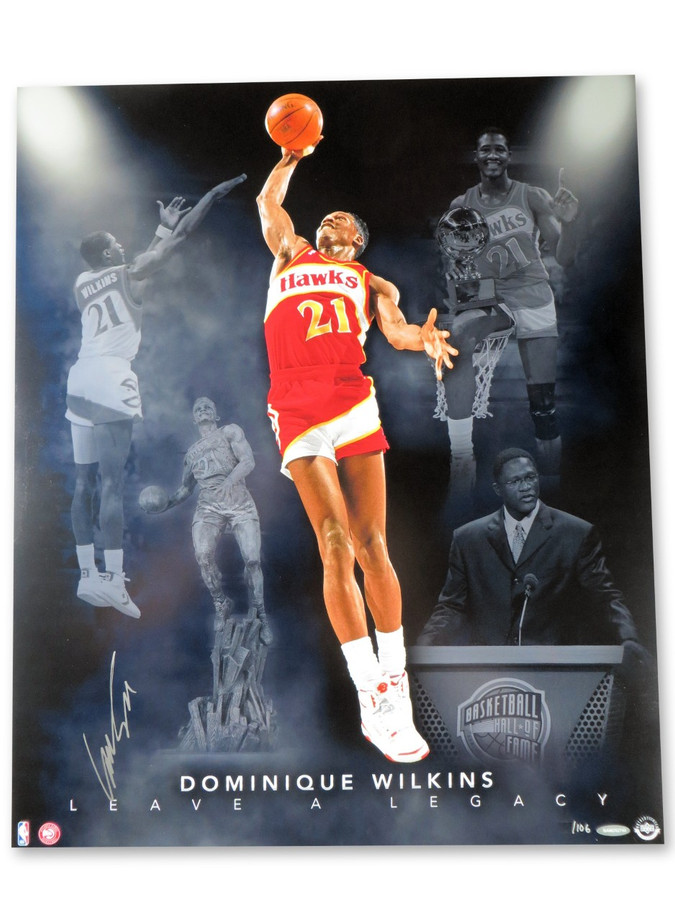 Dominique Wilkins Signed Autographed 20X24 Photo Leave a Legacy Hawks #/106 UDA