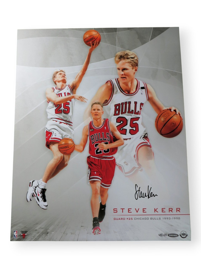 Steve Kerr Signed Autographed 16X20 Photo "Bulls Collage" 48/125 UDA BAM238850