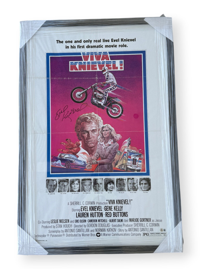 Evel Knievel Signed Autographed Poster Viva Knievel! Framed BAS BW89634