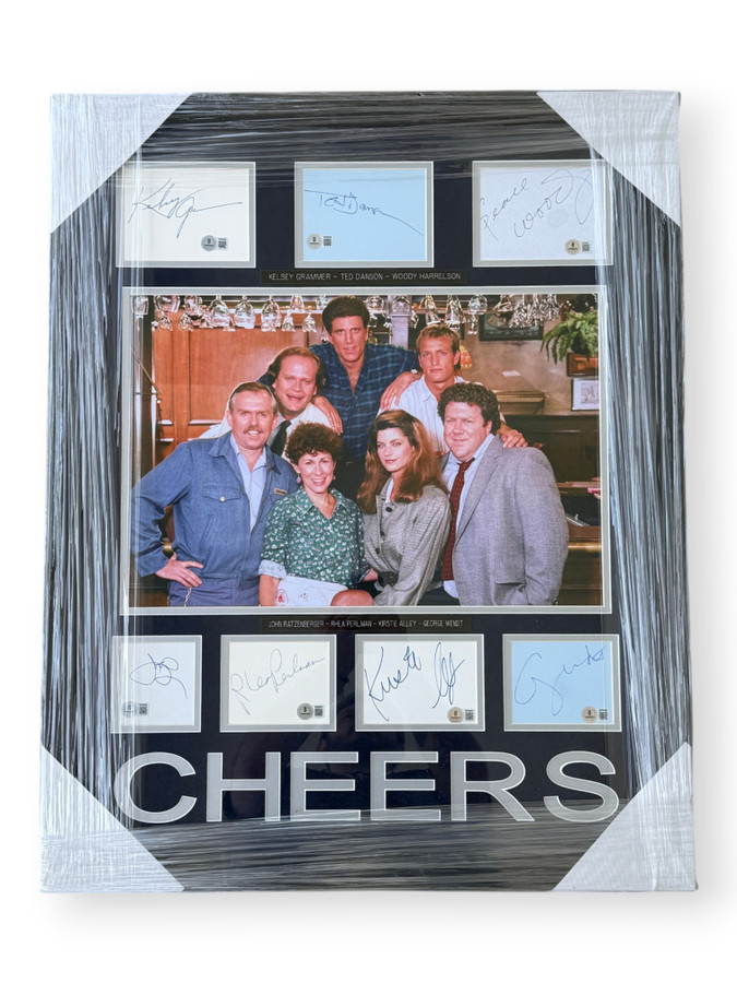 Cheers Signed Cast Cuts Kelsey Grammer Woody Harrelson Ted Danson +4 Framed BAS