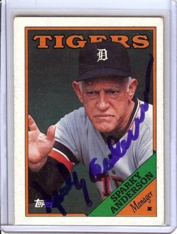 Sparky Anderson 1988 Topps Card Auto Autograph Tigers