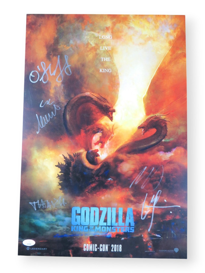 Godzilla King of Monsters Autographed 13X20 Poster Millie Bobby Brown +4 JSA