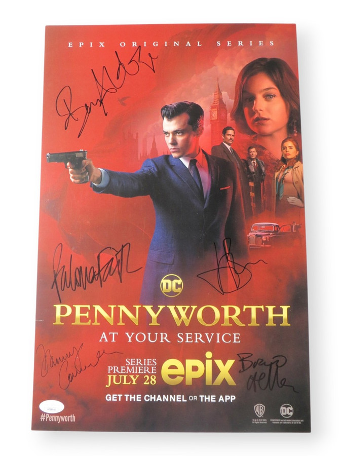 Pennyworth Cast Signed Autographed 11X17 Poster Aldridge Bannon +3 JSA AF38446