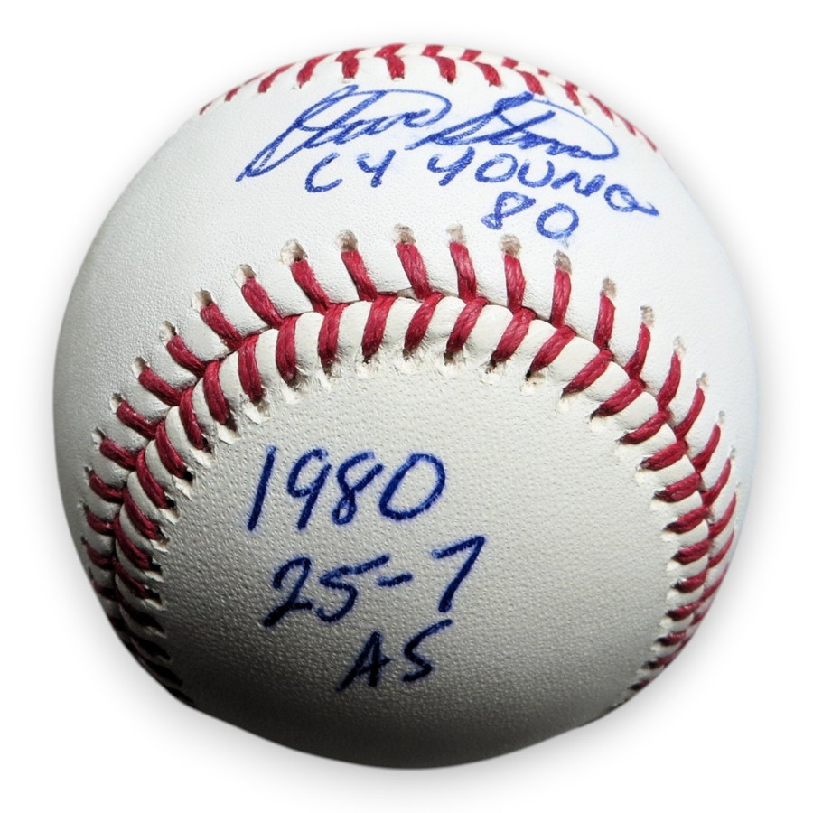Steve Stone Signed Autograph Baseball Cy Young 1980 25-7 AS Orioles JSA CM68444