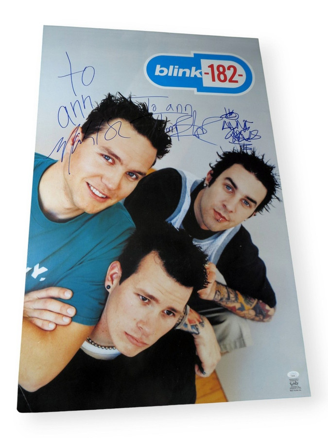 Blink 182 Band Signed Autographed 22X34 Poster DeLonge Hoppus Barker JSA ZZ48283