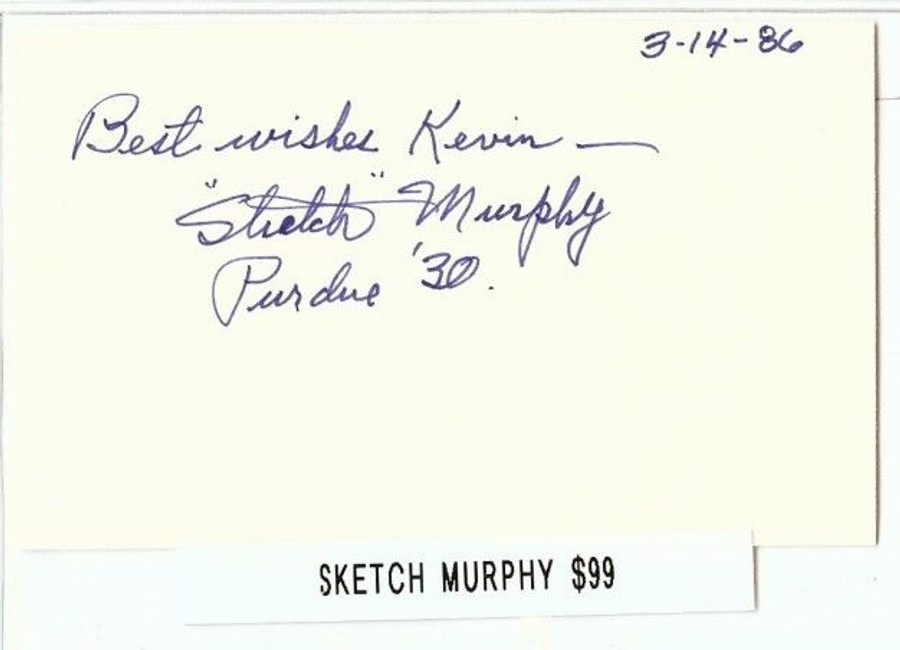 Stretch Murphy Signed Index Card Auto Autograph Purdue