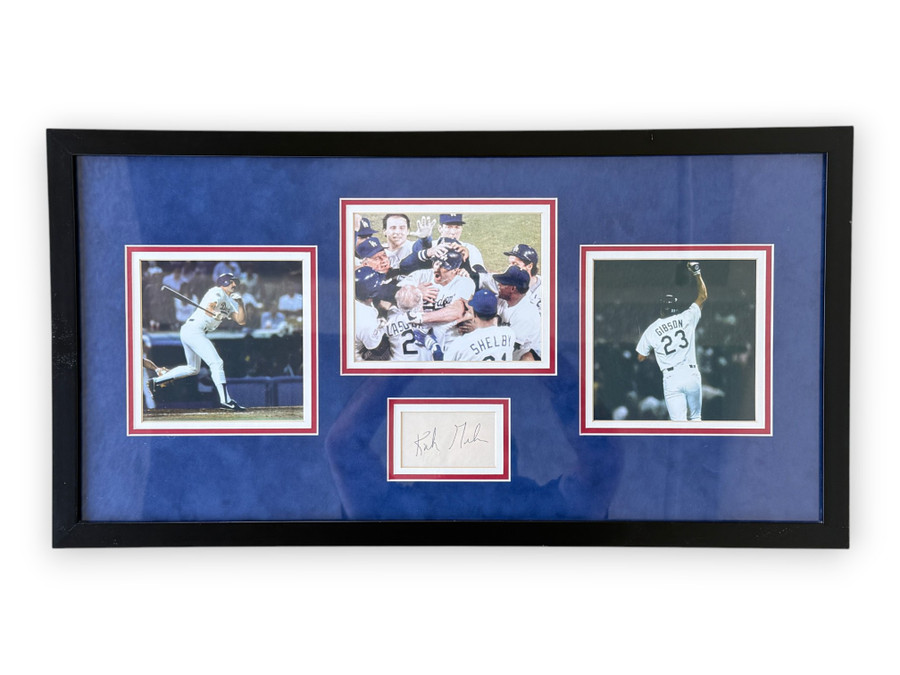 Kirk Gibson Signed Autographed Cut Dodgers Custom Framed JSA CN31465