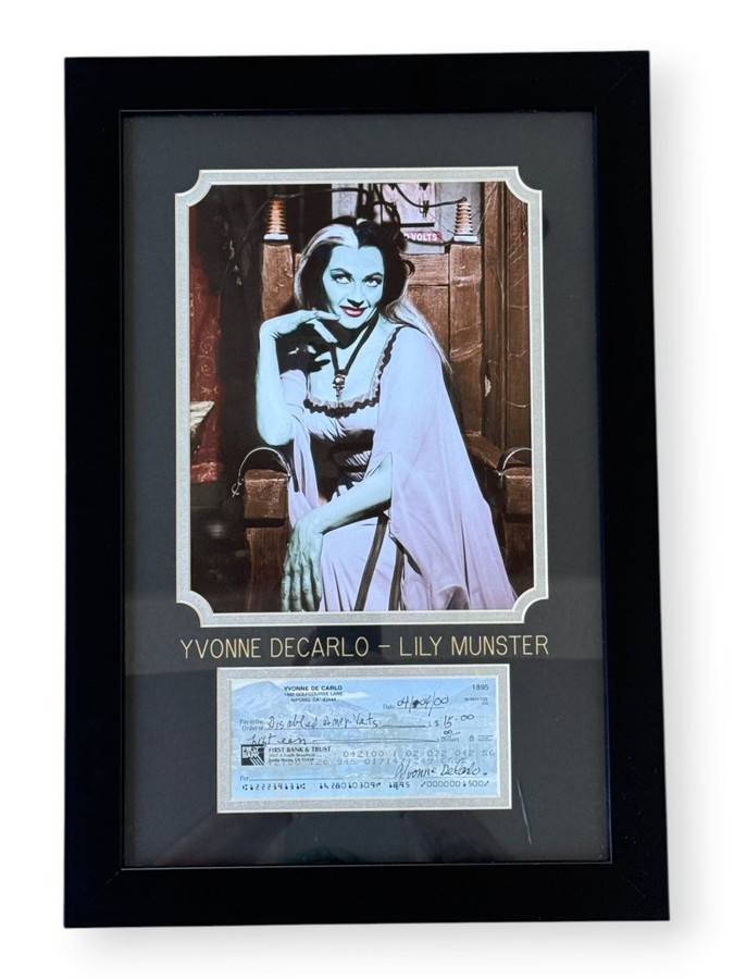 Yvonne De Carlo Signed Autographed Check The Munsters Framed JSA CN31464
