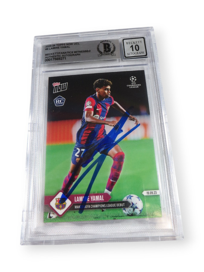 Lamine Yamal 2023-24 Topps Now UCL RC Hand Signed Autograph 10 Auto #9 BGS 274