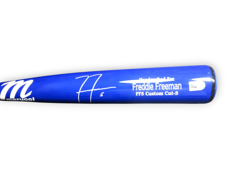 Freddie Freeman Signed Autographed Bat Blue Marucci White Ink Dodgers MLB COA