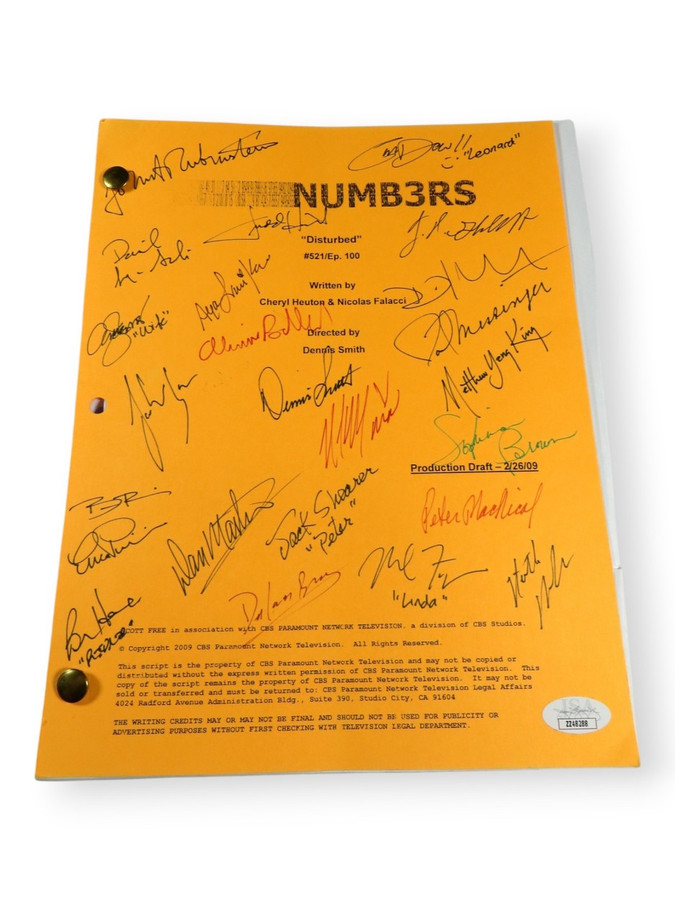 Numb3rs Cast Signed Autographed Script Morrow Gad Hirsch 24 Sigs JSA ZZ48288