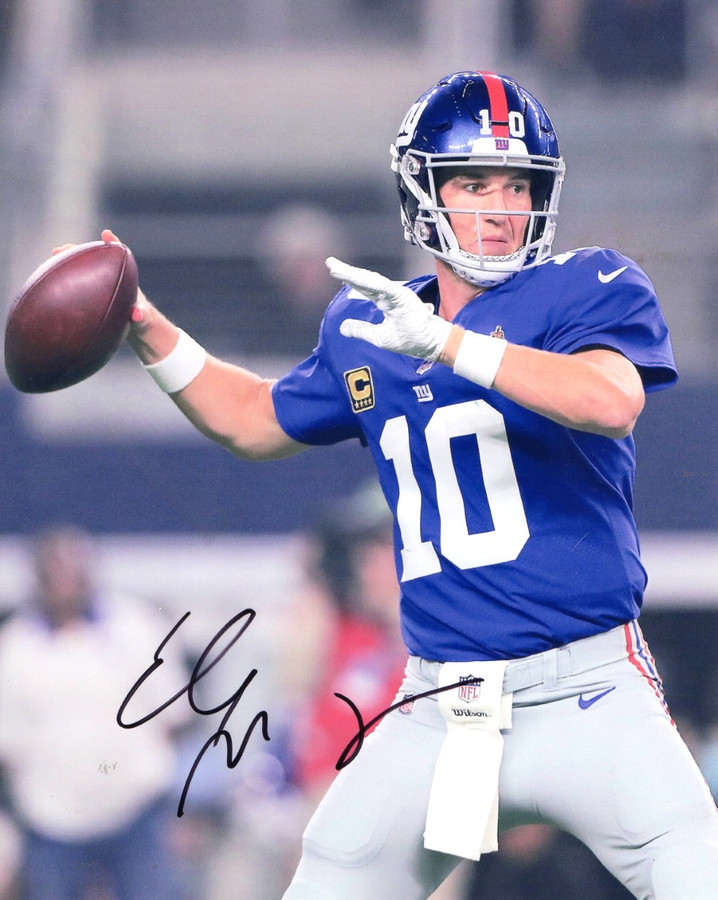 Eli Manning Signed Autographed 8X10 Photo Giants Throwing Pass JSA AC50851