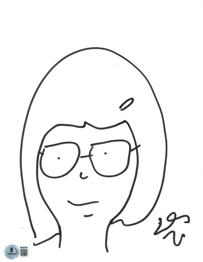 Dan Mintz Signed Autographed 8.5X11 Sketch Drawing Bob's Burgers BAS BW89706