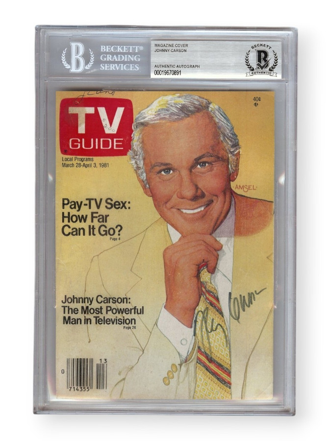 Johnny Carson Signed Autographed Magazine Cover TV Guide Tonight Show BAS 0891