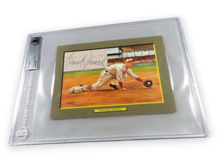 Frankie Frisch Signed Autographed Cut Signature w/Perez-Steele Postcard BAS 963
