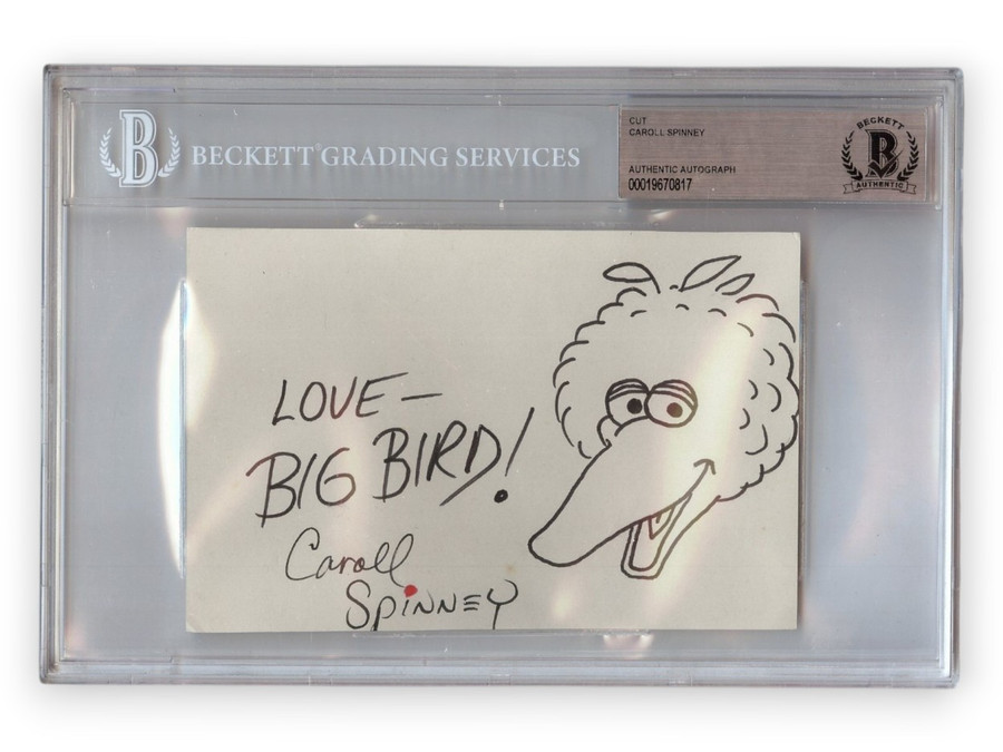 Caroll Spinney Signed Autographed Cut Sketch Sesame Street Big Bird BAS 0817