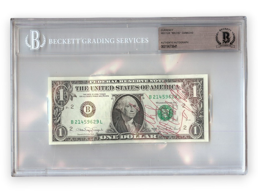 Hector Macho Camacho Signed Autographed $1 Bill Boxing Legend Encased BAS 641