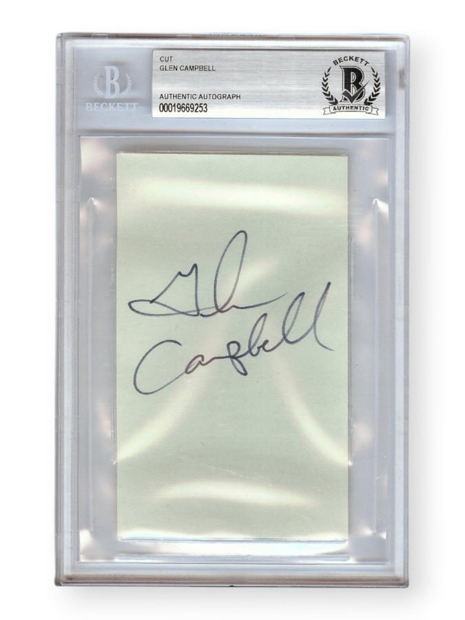 Glen Campbell Signed Autographed Cut Signature Singer Songwriter Encased BAS 253