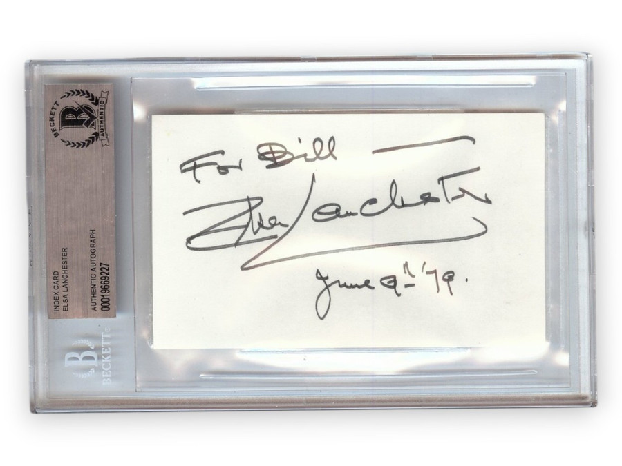 Elsa Lanchester Autographed Index Card The Bride of Frankenstein BAS 227