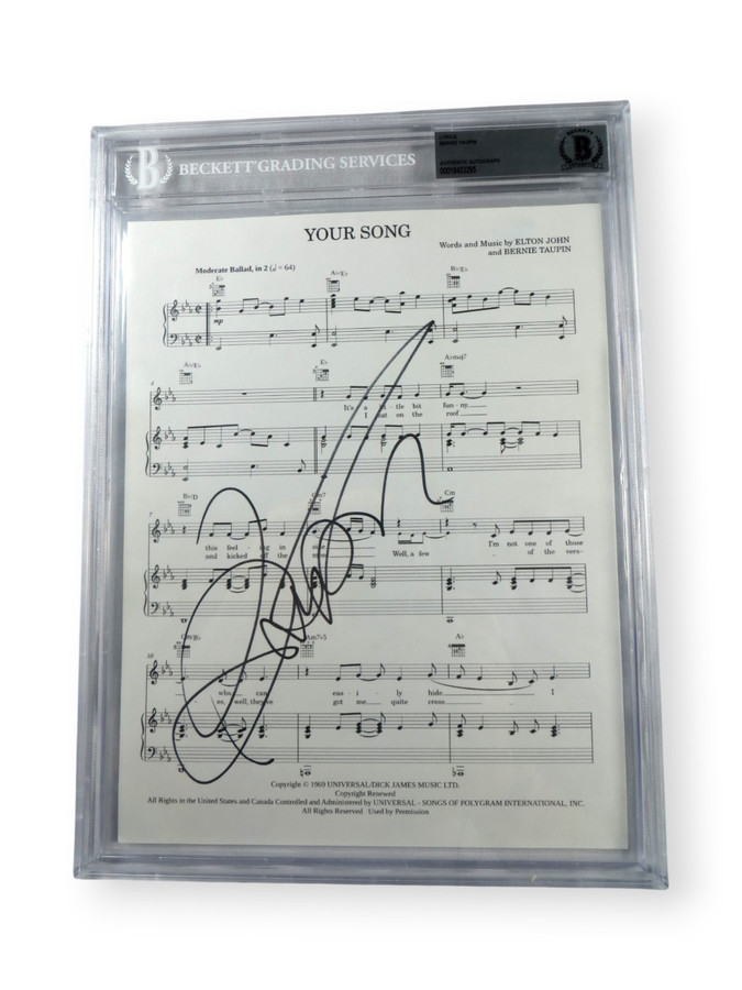 Bernie Taupin Signed Autographed Sheet Music Elton John Our Song BAS 3295