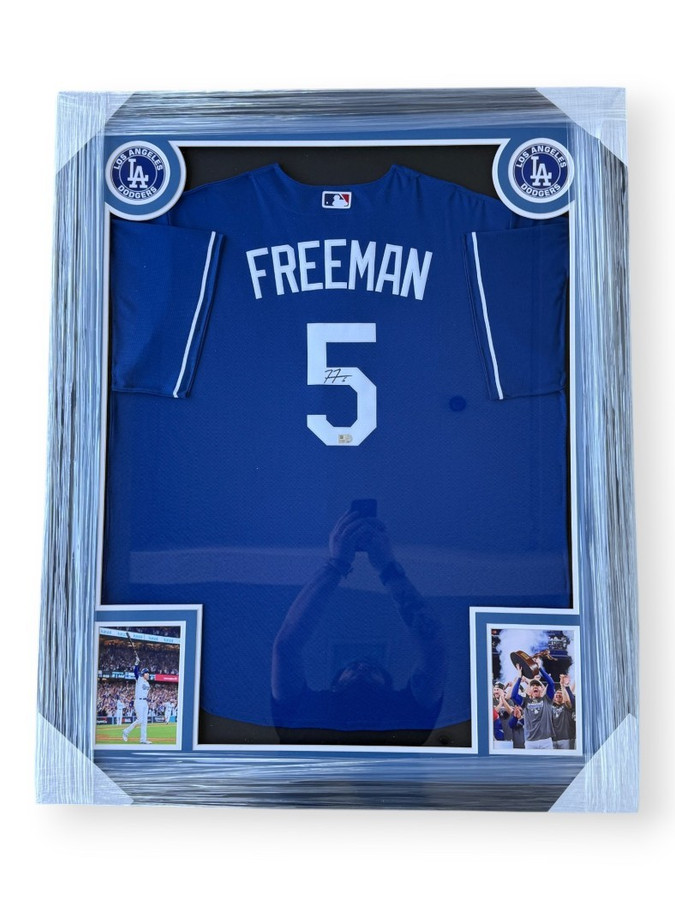 Freddie Freeman Signed Autographed Away Jersey Dodgers Custom Framed MLB
