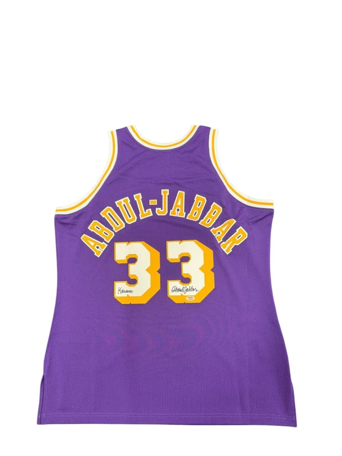 Kareem Abdul-Jabbar Signed Authographed Authentic Away Jersey Lakers PSA AO28056