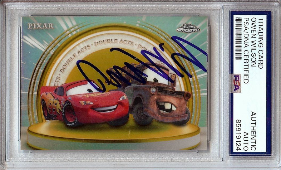 Owen Wilson Signed Autograph Trading Card Cards 2025 Topps Chrome Pixar PSA 9124