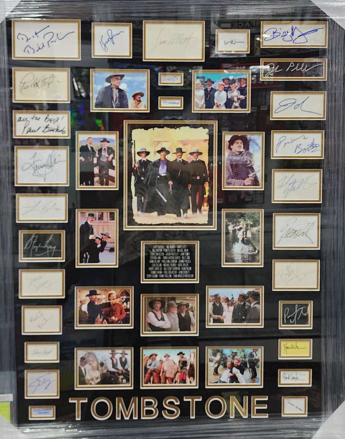 Tombstone Signed Cast Cuts Kurt Russell Sam Elliott Val Kilmer +24 Framed BAS