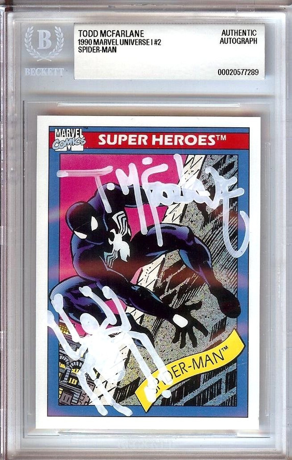 Todd McFarlane Signed Autograph Trading Card 1990 Marvel Spider-Man #2 BAS 7289