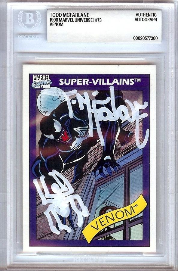 Todd McFarlane Signed Autographed Trading Card 1990 Marvel Venom #73 BAS 7300